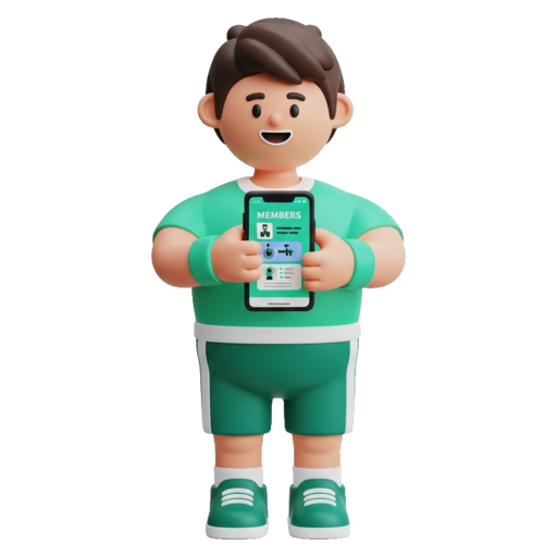 Gym member using the Claudo member app on their phone